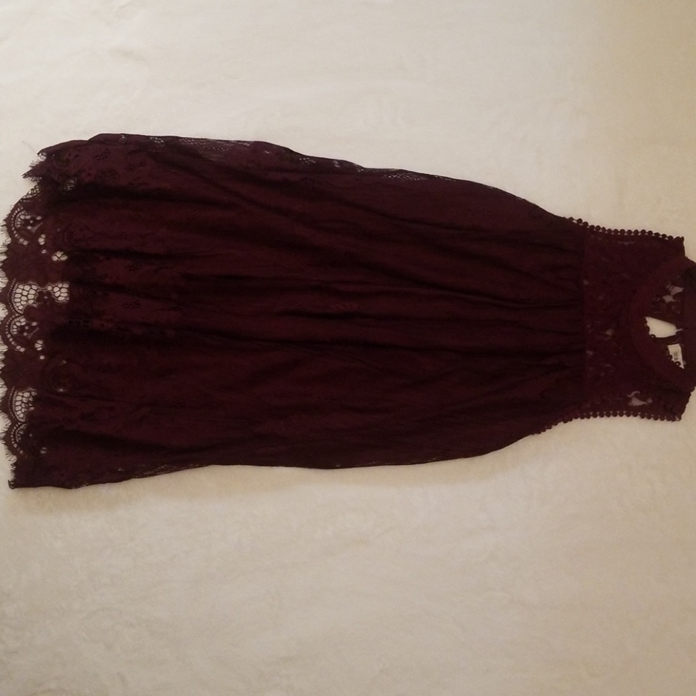 High neck purple lace dress